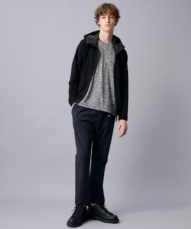 JOSEPH ABBOUD MOUNTAIN 【異素材コンビネーション】グリットワッフルアクティブパーカー ブラック系