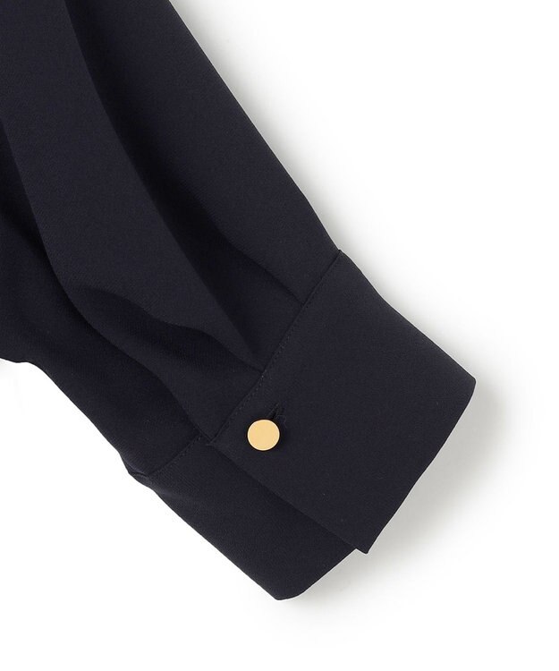 BEIGE， 【ご好評につき追加生産決定・洗える】FLEUR / スタンドカラープルオーバーブラウス Navy