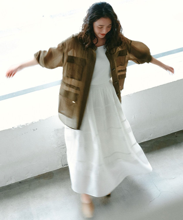 23区 【Oggi掲載/見上愛さん着用】リネンミックスシアースラブ ミリタリー シャツジャケット カーキ系