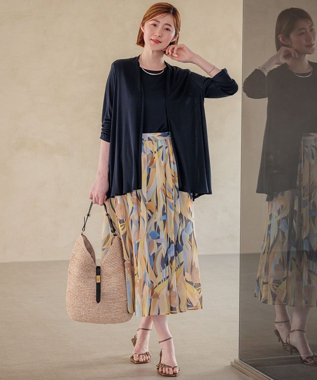 23区 【新色追加/UVケア/接触冷感】マルチ機能 シアー ショート カーディガン ネイビー系