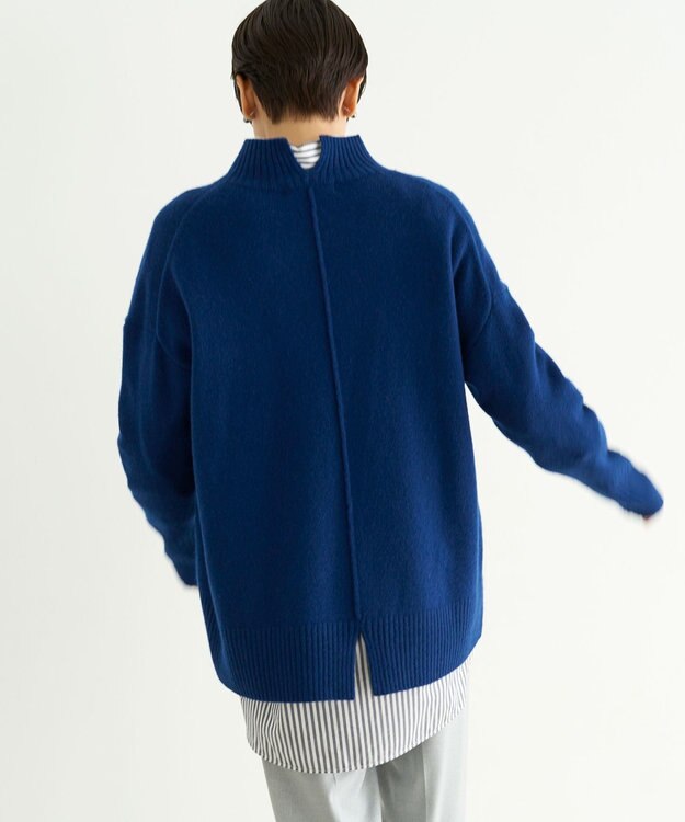 UNFILO ウールカシミヤ ハイネックニット ブルー