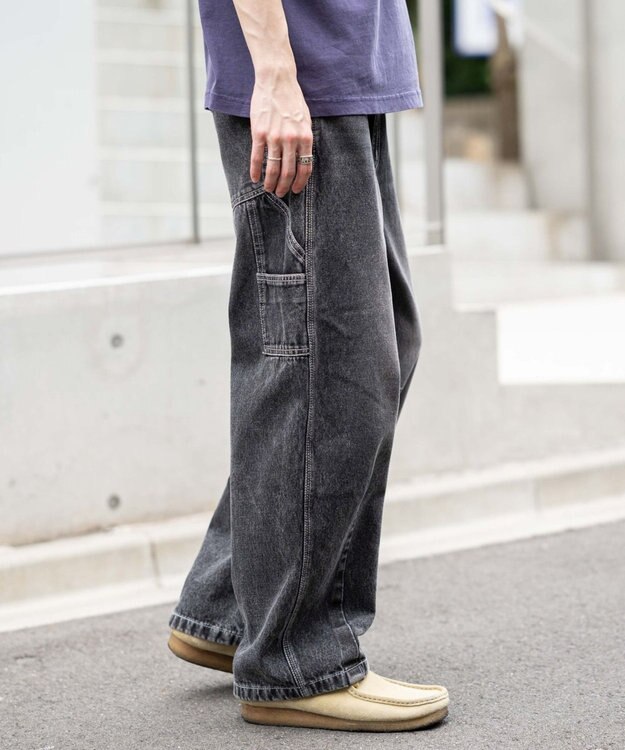 WEGO 【ユニセックス着用ITEM】イージーバレルレッグペインターパンツ デニムブラックソノタ