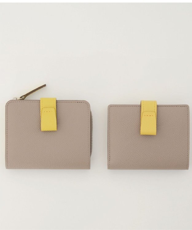 Atelier nuu 日本製 noble L字ファスナー二つ折りウォレット グレージュ×イエロー