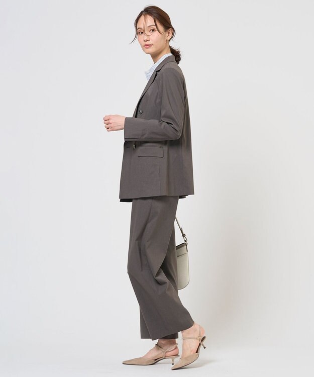 J.PRESS LADIES セルロースリネンストレッチ ダブル ジャケット スレート系