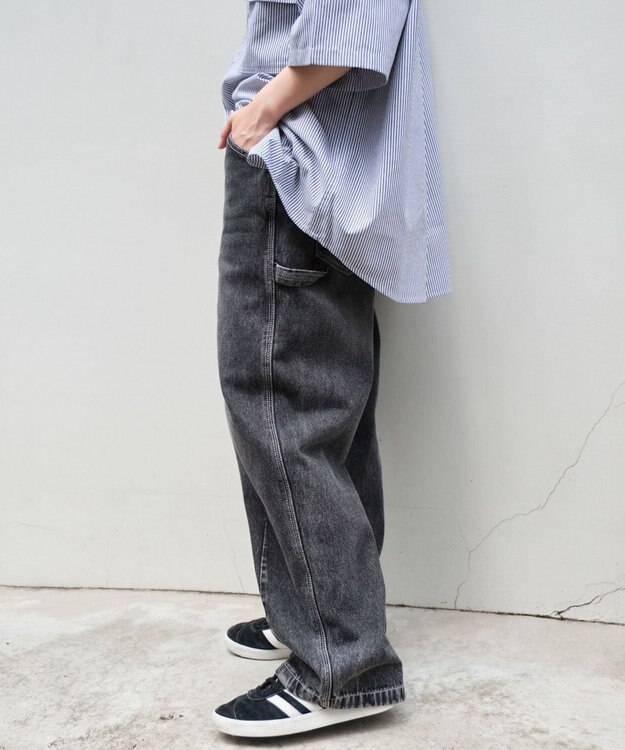 WEGO 【ユニセックス着用ITEM】イージーバレルレッグペインターパンツ デニムブラックソノタ