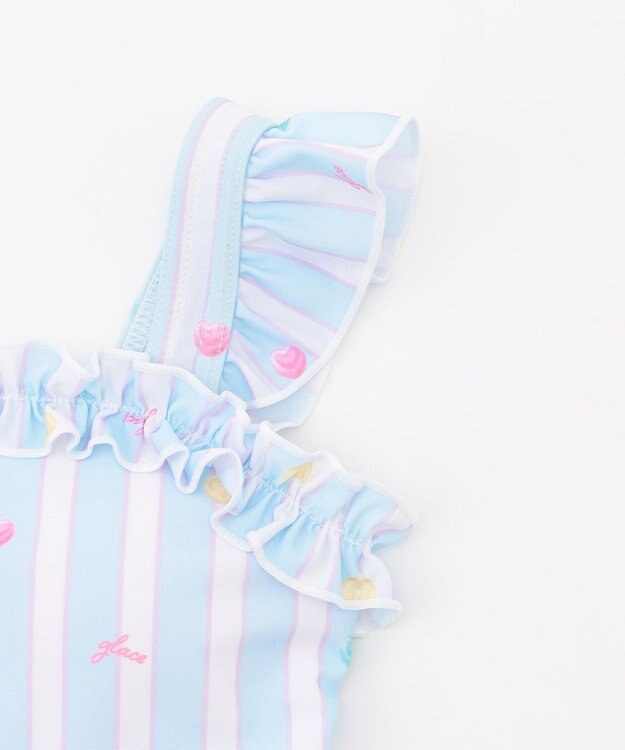 ANY KIDS 【UVカット】フリルワンピース水着 サックスブルー×アイス