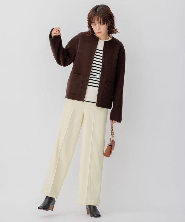 23区 L 【CLASSY.1月号掲載】ウールミルドストレッチ ワイドパンツ イエロー系