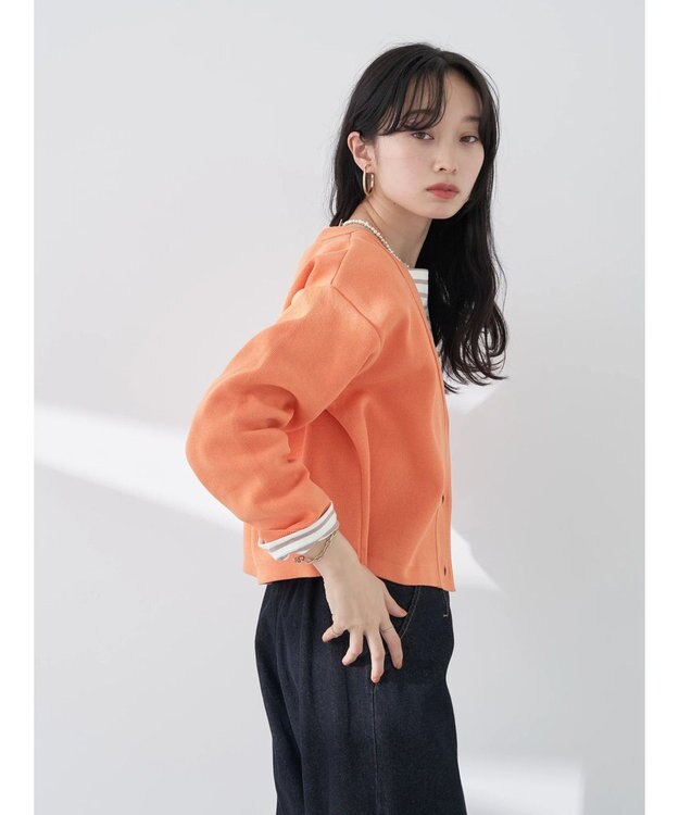 earth music&ecology バイカラースポンディッシュカーディガン Orange