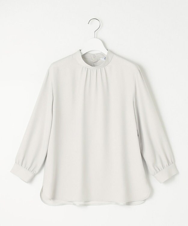 J.PRESS LADIES L 【洗える】ヌーディスバックサテン ボウタイ ブラウス ライトグレー系