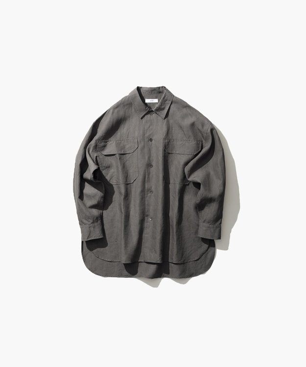 ATON LINEN WEATHER | オーバーサイズシャツ CHARCOAL GRAY