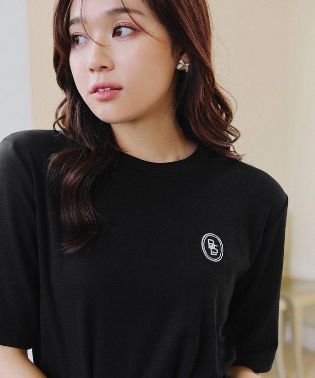 Tiaclasse 【洗える】刺繍ロゴカットソーTシャツ ブラック