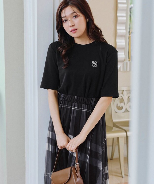 Tiaclasse 【洗える】刺繍ロゴカットソーTシャツ ブラック