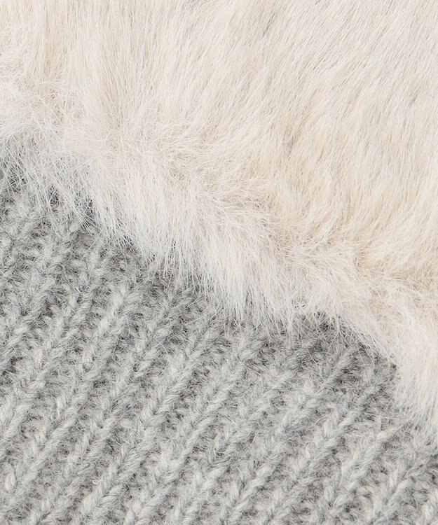 ICB ファー手袋 ライトグレー系