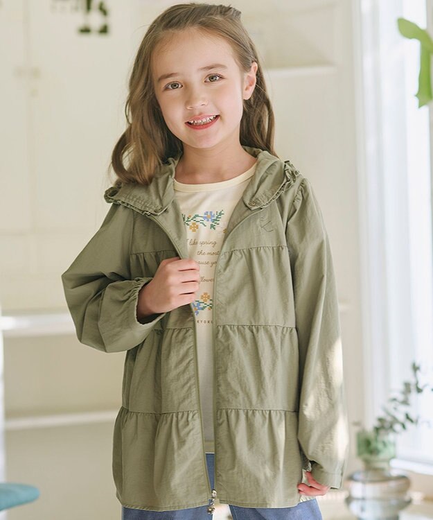 組曲 KIDS 【150-170㎝】 撥水ティアードマウンパ カーキ
