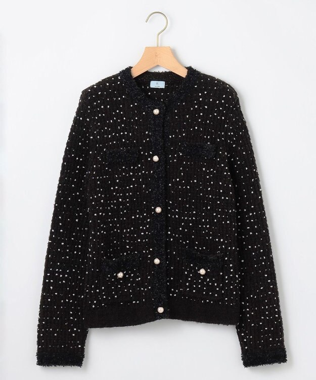 組曲 S 【WEB限定】スノーネップツイード ニットジャケット ブラック系
