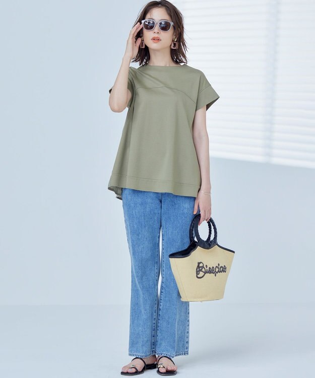 組曲 【WEB限定】コンシャスジャージー チュニックカットソー オリーブ系