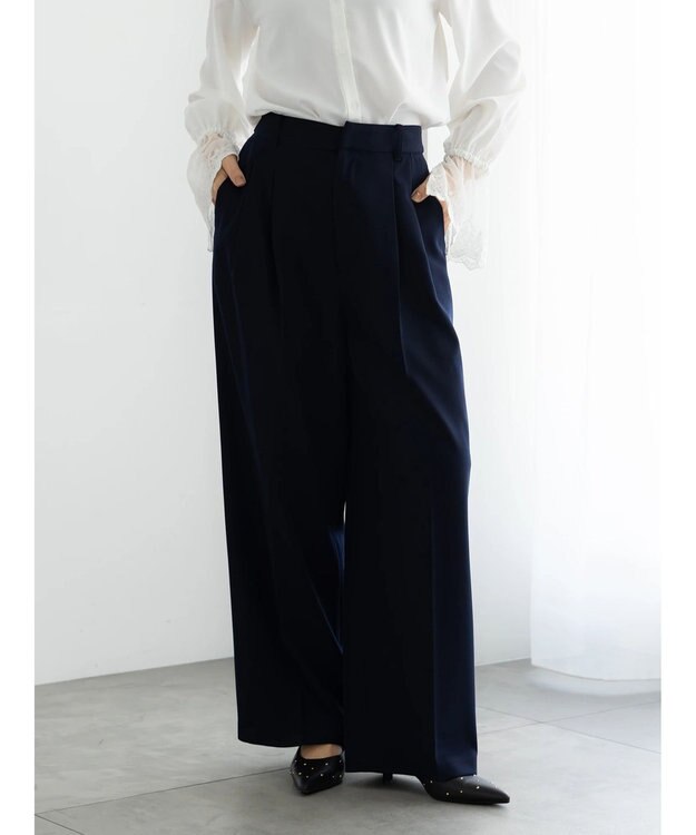 Te chichi 【セレモニーアイテム】2タックワイドパンツ（セットアップ可） ネイビー