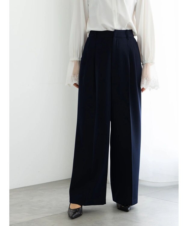 Te chichi 【セレモニーアイテム】2タックワイドパンツ（セットアップ可） ネイビー