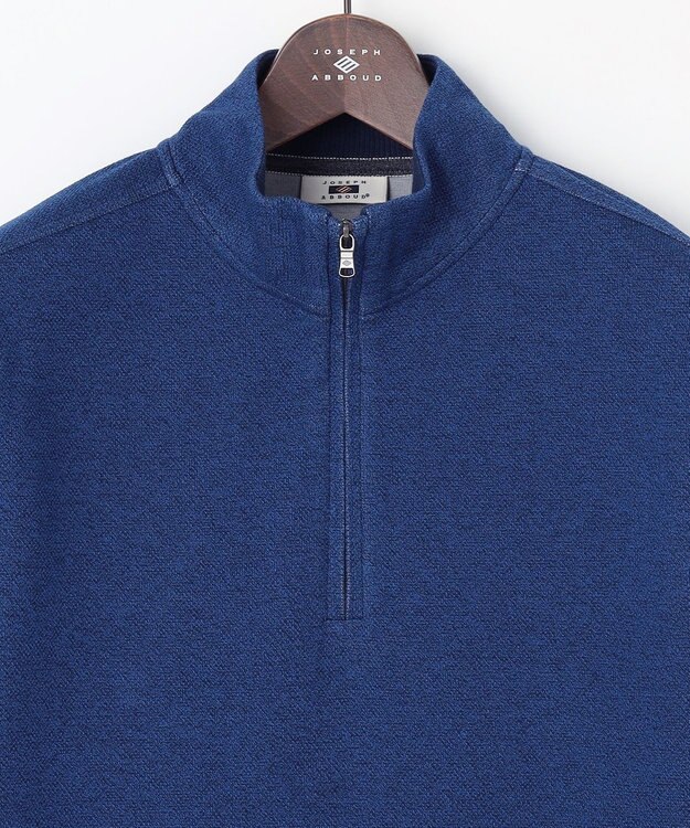 JOSEPH ABBOUD 【キングサイズ・快適な着心地・イージーケア】カノコダブルフェイス ハイネック ZIP プルオーバー ブルー系