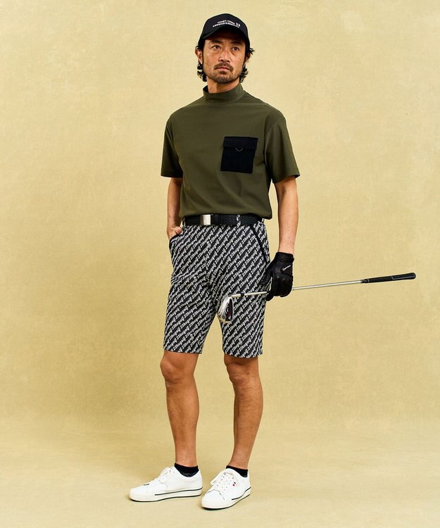 23区GOLF 【MEN】機能に優れた新素材「AIR TOOL」ポケットモックネック カーキ系