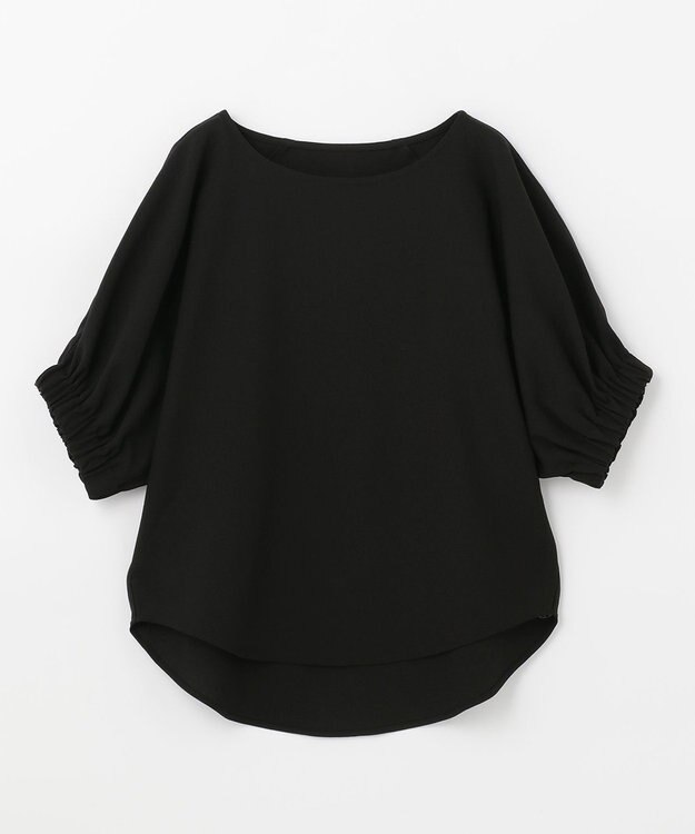 ANY 【洗える】デザインスリーブとろみ ブラウス ブラック