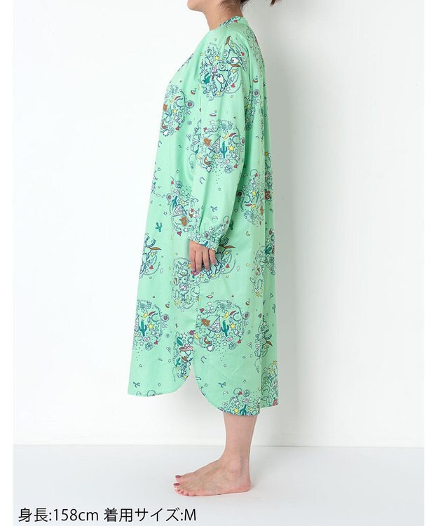 tsumori chisato SLEEP ルームウエア　ワンピース　長袖　綿100%　綿サテン素材　/ワコール　UNX545 メロン