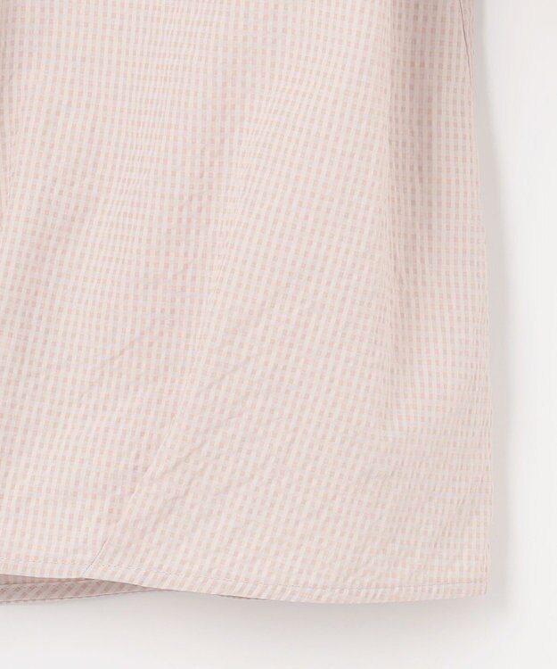 J.PRESS LADIES S 【洗える】アセテートレーヨンコットンチェック シャツカラー ブラウス ピンク×シルバー