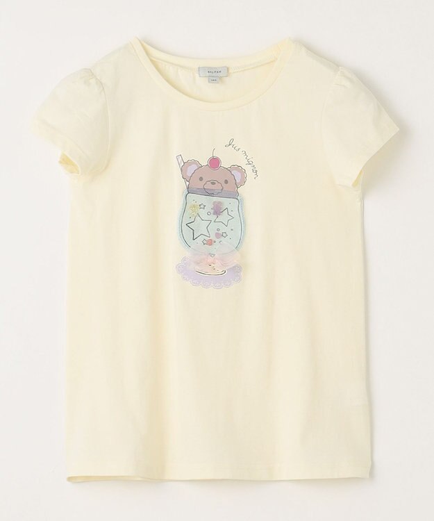 ANY KIDS シャラシャラ ビーズ入り Tシャツ クリーム×クマ