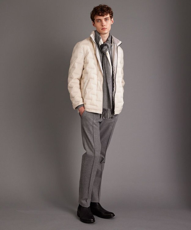 JOSEPH ABBOUD カシミヤブレンド ハイネック ZIP プルオーバーニット ライトグレー系