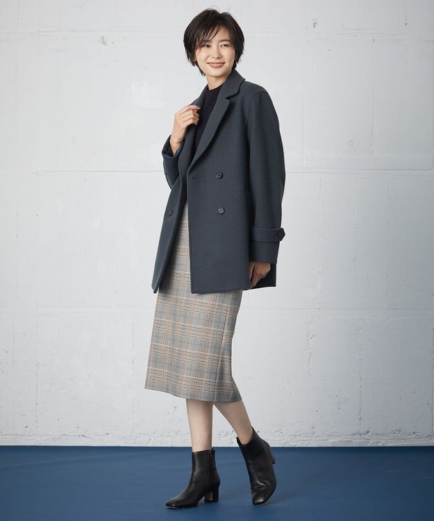 J.PRESS LADIES 【洗える】PL/Visストレッチチェック スカート グレー系3