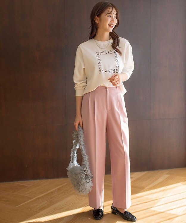 ANY SIS L 【洗える】褒めらレディ ワイドパンツ ピンク