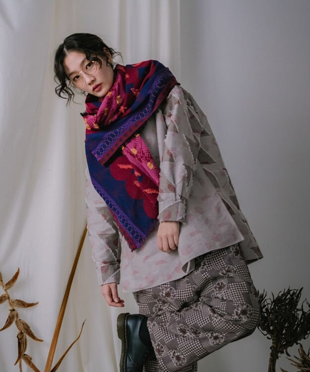 POLS コットン・キュプラ MIXTURE　フサスカーフ レッド