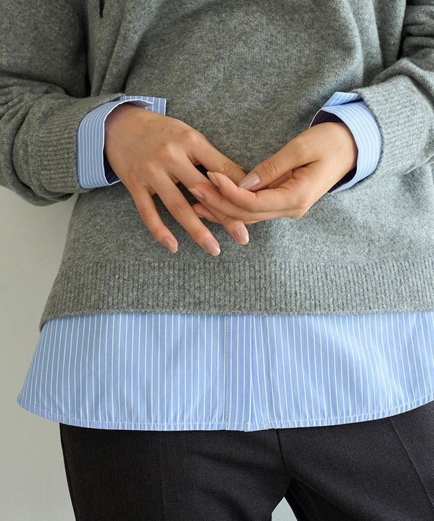 UNFILO L シャツコンビ レイヤードＴ オフ×ストライプ