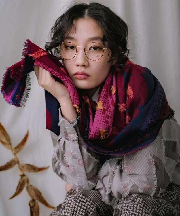 POLS コットン・キュプラ MIXTURE　フサスカーフ レッド