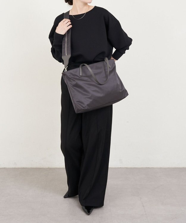 russet 《ファスナーポケット付きショルダーベルト》2wayトートバッグ(SF-266) Charcoal