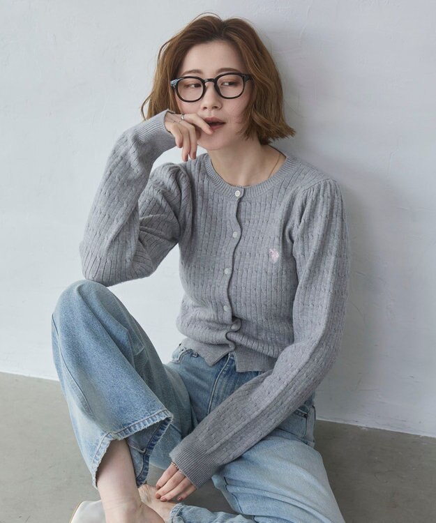 WEGO 【26年春新作】別注USPOLOケーブルニットカーデ グレー