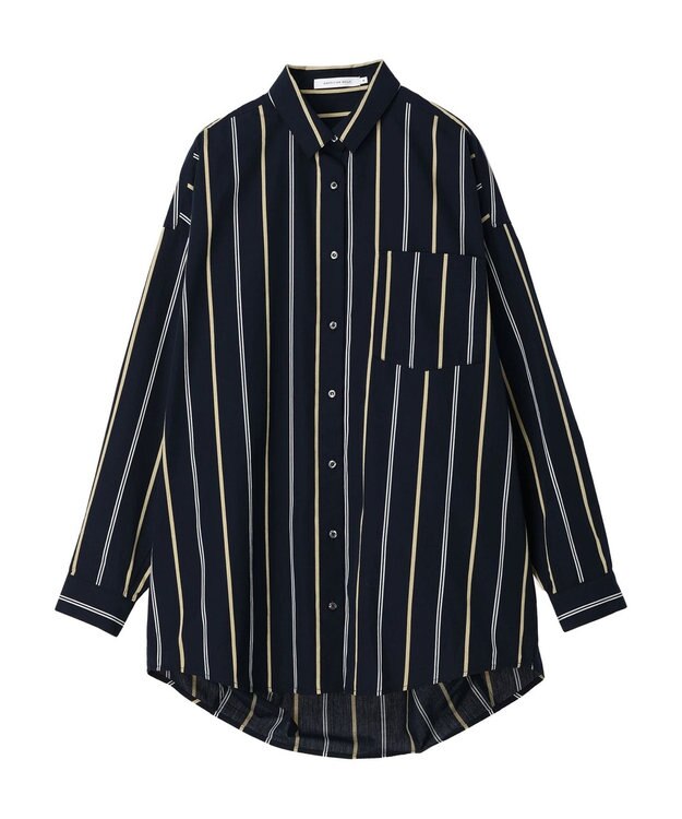AMERICAN HOLIC ドビーストライプシャツチュニック Stripe Navy