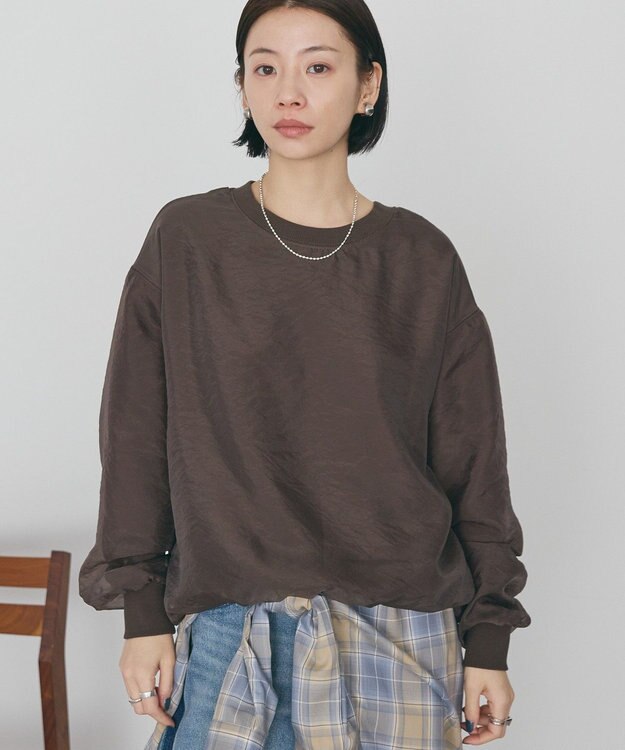 AMERICAN HOLIC オーガンジーレイヤードスウェットプルオーバー Brown