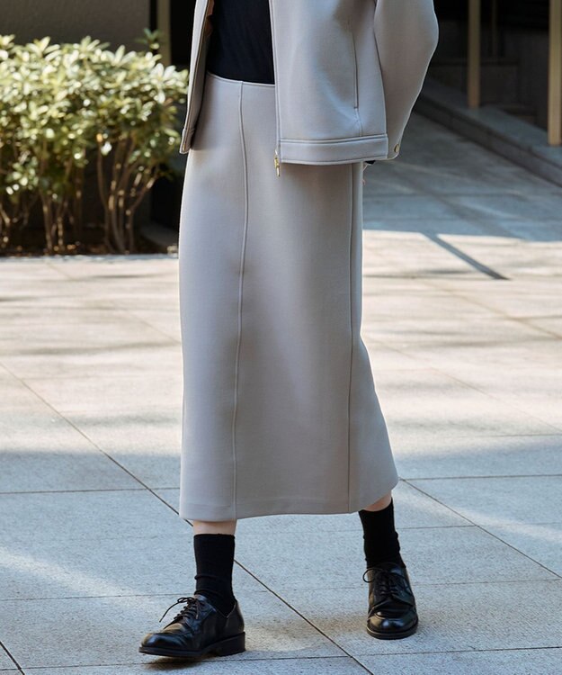 J.PRESS LADIES S ダンボールジャージー ナロー スカート グレージュ系