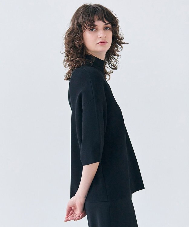 BEIGE， 【洗える】LAURA / 半袖タートルニットトップス Black