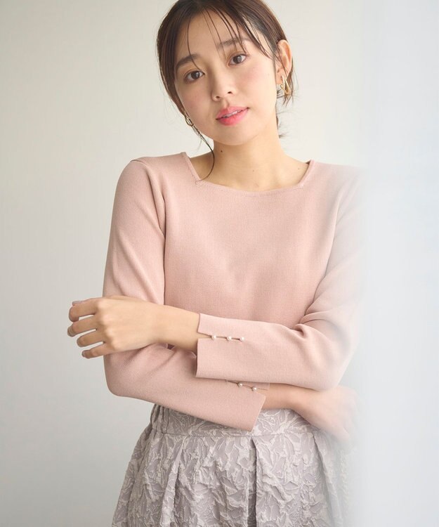 Feroux 【セットアイテム】ニット×ジャガードスカート セット ピンク系