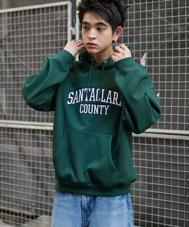 WEGO ワッペンロゴパーカー ダークグリーン