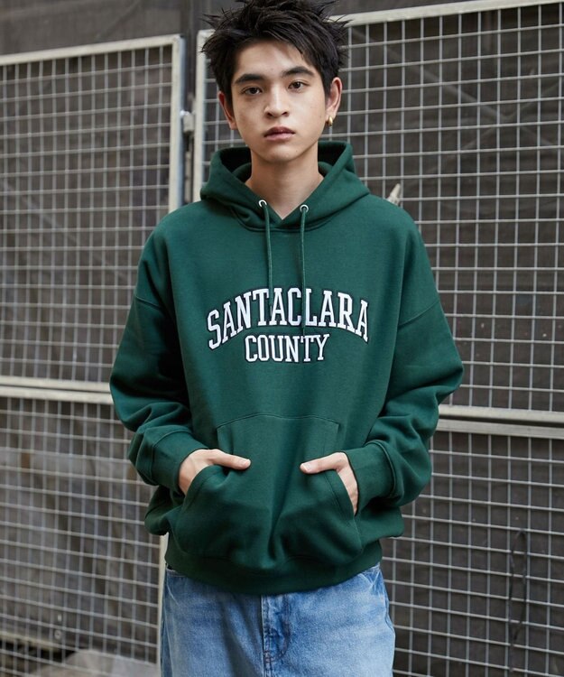 WEGO ワッペンロゴパーカー ダークグリーン