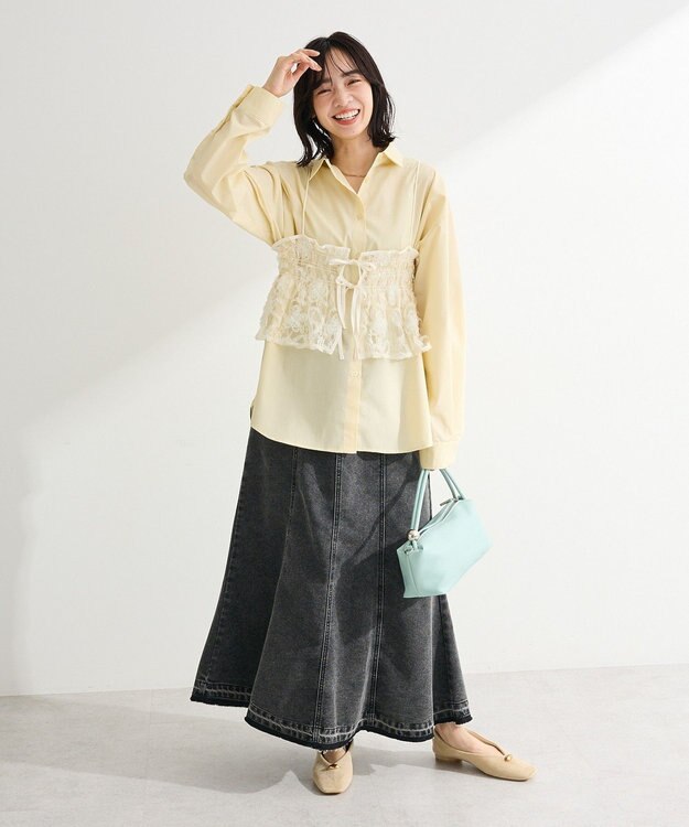 Green Parks ＳＥＴ２点シャツ＋レースビスチェ Yellow