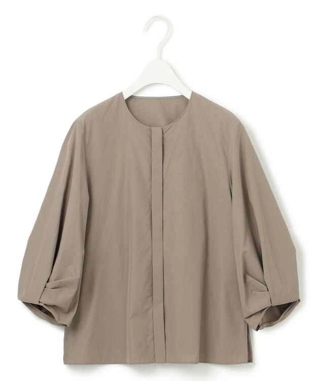 ICB 【洗える】 コットンナイロンタイプライター デザインブラウス フォーン系