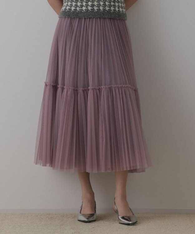 GRACE CONTINENTAL チュールティアードスカート パープル