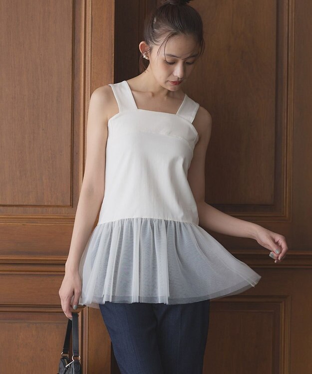 組曲 チュールレイヤード タンク アイボリー系