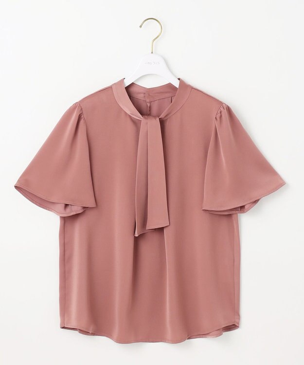 ANY SIS S 【洗える】4WAY半袖 ボウブラウス スモーキーピンク
