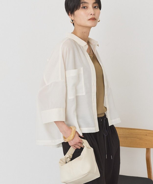 AMERICAN HOLIC 【先行予約】【WEB限定】Wポケットシアー半袖シャツ Ivory