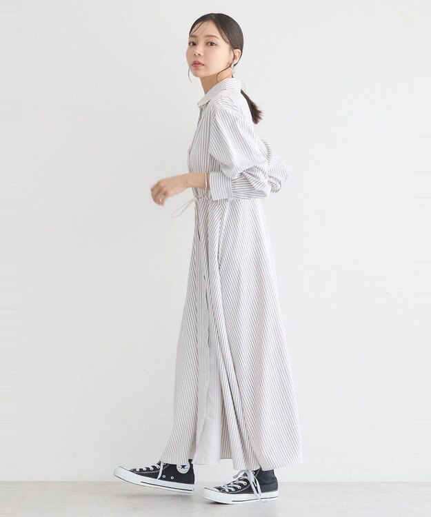 earth music&ecology ドロストシャツワンピース Stripe